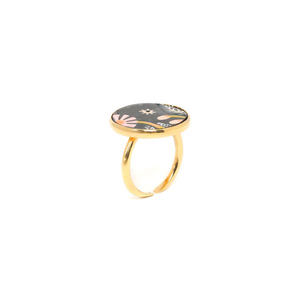 Кольцо Franck Herval, Rose, разъемное, с черным перламутром и цветной эмалью, FH22.1-19-62990 (золотистый)