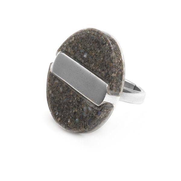 Кольцо ORI TAO, Granite, разъемное,серебристое, диск со вставкой, OT20.1-19-29210