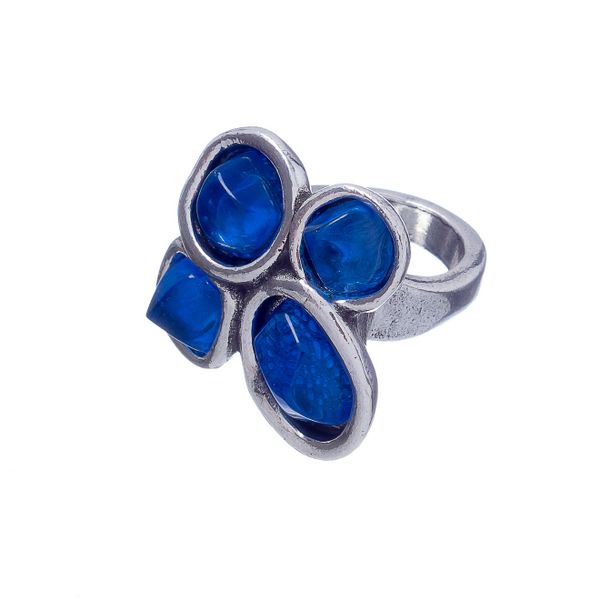 Кольцо Tra-la-ra, Flor, разъемное, со вставками из муранского стекла, TLR22-174P301 (синий)